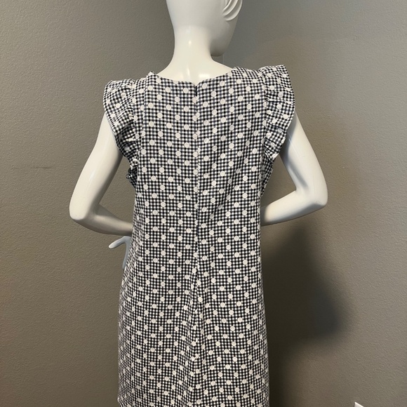 Eliza J Women’s Black & Blue Checkered Polka Dot Dress Size 14 - Picture 4 of 11